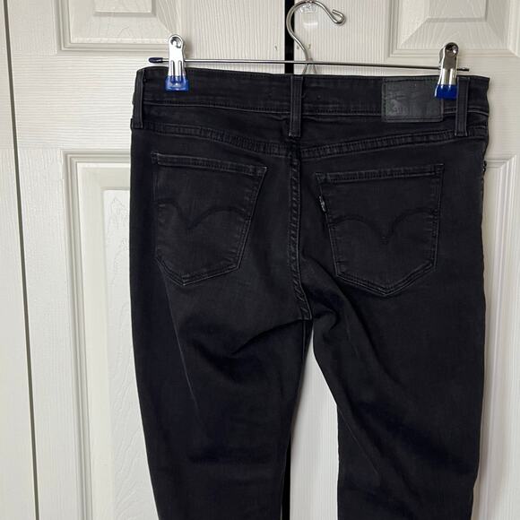 Levi's 711 Skinny Jeans Black 28 Distressed Ripped Knee - Picture 9 of 11
